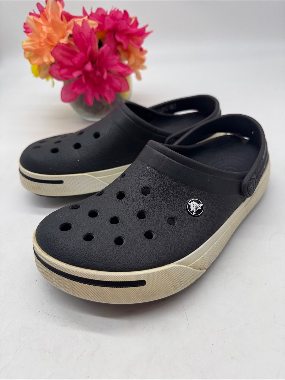 CROCS Women's Black Clog with Cream Sole Size 8 CR10008B